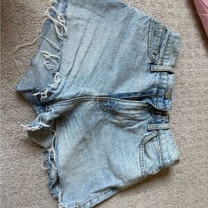 REVICE Light Blue Frayed Jean Shorts